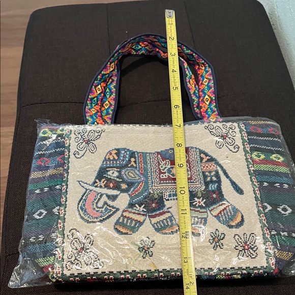 ( 0323) Colorful Elephant Embroidered Tote Bag - Picture 2 of 4